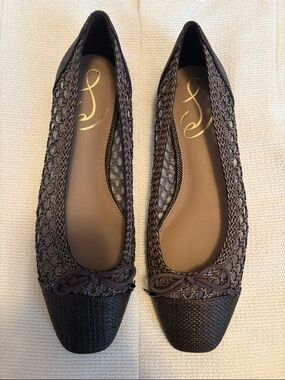 Sam Edelman Brown Woven Ballet Flats with Bow